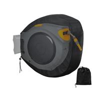 Retractable Hose Reel Cover - Wall Mounted Hose Bib Covers for Winter 420D Silver Coated Waterproof UV-Resistant Protective Covers, Black, 55x55x30cm