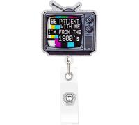 Retractable ID Badge Holder, Nurse Badge Holder with Cute Design, Badge Reel with Clip for Nurses, Doctors, Volunteers (Cute Care TV)