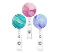 Retractable ID Bands with Cable Roll, Pack of 3 Quick Access Key Chain Extension, Retractable ID Badge Holder with ID Roll, for Volunteers, Teachers, Students, Attaches to Wallet