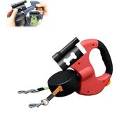 Retractable Illuminated Leash for 2 Dogs - Heavy Duty 3M Retractable Strap with Lightweight Handle | 360° Anti-Tangle Swivel Strap for Dog Walks & Outdoor Use (Red)