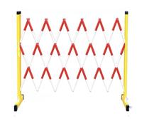 Retractable Industrial Scissor Gate, Metal Barricade, Easy-to-Install Outdoor Chain Barrier with Wheels, Mobile Safety Fence, Yellow and Black, Size: 1.2 * 3.5 m