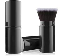 Retractable Kabuki Brush - Travel Foundation Brush with Cover for Liquid, Cream & Powder, Portable Makeup Blending Tool for Flawless Finish
