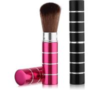 Retractable Kabuki Makeup Brush 2Pcs Portable Travel Foundation Brush Loose Powder Makeup Brushes Extensible Contour Makeup Brushes with Cover