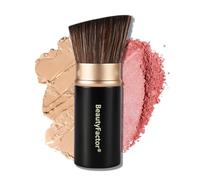 Retractable Kabuki Makeup Brush, Angled Top Travel Makeup Brush Portable Powder Brushe for Liquid Cream and Powder Face With Aluminum Handle
