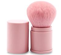 Retractable Kabuki Makeup Brush, Powder Brush, Face Make Up Brushes for Blusher, Foundation, Setting Powder, Super Soft & Dense, No Shedding, Genlte on Skin, Portable Travel Sized, Pink