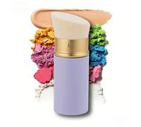Retractable Kabuki Makeup Brush - Powder Foundation Brush Portable, Face Makeup Brush Ultra-Soft Bristle, Blush Brush Hygienic & Travel-Friendly (Purple Angle (Retractable Kabuki Brush))