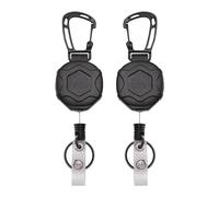 Retractable Keychain, 2 Pack Heavy Duty Retractable Keyring Extendable Badge Reels Key Lanyard Belt Clip Badge Holder Pull Reel Black