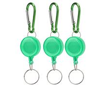 Retractable Keychain, 3PCS Nylon Rope Telescopic Burglar Tool, Mini Anti Lost Pull Buckle - Durable Aluminum Alloy, Compact Lightweight Design for Everyday Carry (Green)