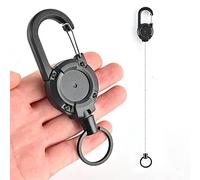 Retractable Keychain, Heavy Duty Carabiner Keyring Badge Holder Key Holder, Tactical- ID Badge Reel with 23.6” Steel Retractable Cord Black