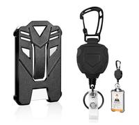 Retractable Keychain, Heavy Duty Retractable Keyring Extendable Badge Reels Tactical Key Lanyard Belt Clip Badge Holder Pull Reel with Tactical ID Card Holder