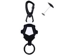 Retractable Keychain, Retractable Lanyard Keyring Badge Reel Heavy Duty Carabiner Key Chains with 60cm Extendable Thick Steel Wire Rope ID Badges Holder, Black White