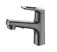Retractable Kitchen Faucet with Pull-Down Sprayer, 2 Spray Modes, Mixer Tap for Kitchen & Bathroom Sink, Gray Washbasin Tap with Spray Gun