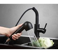Retractable Kitchen Tap for Sink (SUS 304 Stainless Steel + ABS) Tap with Extendable Shower, 360° Spout, Single-Control Mixer, 2 Jet Modes, Aerator, Ceramic Valve