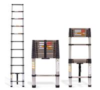 Retractable Ladder 3.2M/ 10.5FT with 330lb Load Capacity Folding Extendable Multi-purpose Stainless Steel Ladder 11 Steps for Household Daily Office Home Garden Construction Site Use