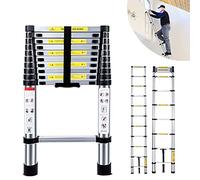 Retractable Ladder 3.2M 10ft with 330lb Load Capacity Aluminium Straight 11 Steps Folding Extendable Multi-Use for Household Daily Office Home