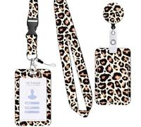 Retractable Lanyard with Card Holder, Id Card Holders, Leopard Print Identity Card Badge Holder with Lanyard for Nurse Doctor Teacher