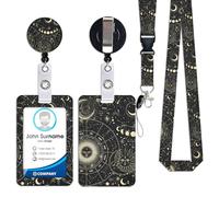 Retractable Lanyard with ID Card Holder Badge Reel & Detachable Buckle, for Ships Key Cards, Cruise Essentials, Soft Durable, Personalised Neck Strap for Men Women Teacher, Mysterious Starry Sky