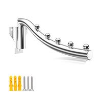 Wall Mounted Clothes Hanger with Swing Arm, Retractable Laundry Hangers Rack, Metal Space Saving Garment Racks Coat Hooks Closet Rods folding wall mounted clothes hanger for Bathrooms Balconies, 1 PCS
