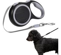 Retractable Leash, 5 Meter Dog Walking Leash for Small/Medium Dog or Cat up to 55 lbs, Strong Nylon Cord, Tangle Free, One-Hand Brake (Grey/Black)
