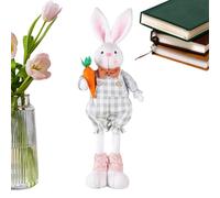Retractable Legs Easter Bunny - Standing Rabbit Stuffed Plush Toy, Spring Home Decor Party Favor, Holds Flowers & Carrot | 16.1-21.6in Adjustable Height Photo Props For Office Kitchen Farmhouse Holida
