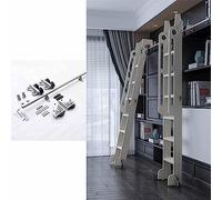 Retractable Library Rolling Ladder Hardware Kit - Sliding Library Ladder Black Track Kit,Stand Up Tensible Rolling Hardware, Floor Wheels With Brakes, Glides Quietly And Smoothly (