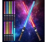 Retractable Lightsaber, 2 Pack Light Saber Kids with 7 Colours, FX Sound, 2-In-1 Lightsabers for Adults Kids, Light Sabers for Halloween Dress Up Parties, Xmas Gift