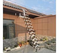 Retractable Loft Foldable Ladder, 661 lbs Load Capacity Wall-Mounted Steel Folding Stairs for Attic, Rooftop, Black and White(10 steps 250CM/98.4IN)