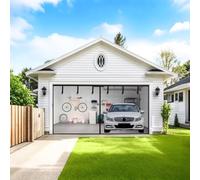 Retractable Magnetic Garage Door Screen Fits 8x7ft 9x7ft 10x8ft 16x7ft 18x8ft, Durable Fiberglass Mesh, Heavy-Duty Weighted Bottom, Easy Assembly & Pass Through