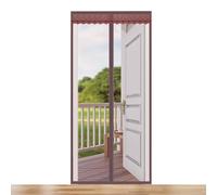 Retractable Magnetic Screen Door 230x190 cm Self Sealing Hands Free Closure Pet & Kid Friendly Keeps Bugs Out Polyester Mesh Easy Install Brown