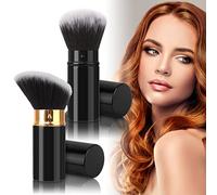 Retractable Makeup Brush 2 Pcs Telescopic Face Brush Portable Blush Brushes Powder Brush, Travel Makeup Brush for Applying Contour, Bronze, Blush and Powder