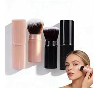 Retractable Makeup Brush 2 Pcs Travel Foundation Blusher Brush Set Ultra-soft Bristles Telescopic Face Powder Brush with Cover Portable Cosmetic Tools for Blush Bronzer
