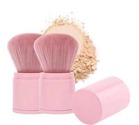 Retractable Makeup Brush, Makeup Blush Face Brushes, Powder Foundation Brush, Portable Foundation Brush, With Cover Cosmetic Tools, Travel Size for Liquid, Cream and Powder Face Makeup (2*Pink)
