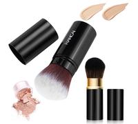 Retractable Makeup Brush Set of 2 - Professional Powder Brush with Soft Bristles for Loose Powder, Compact Powder & Foundation, Portable Blush Brushes in Travel Design