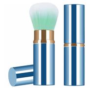 Retractable Makeup Brush Telescopic Face Brush Retractable Face Kabuki Brush Round Powder Travel Makeup Brushes Powder Foundation Blush Portable Makeup Brush (Blue)