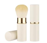 Retractable Makeup Brush Telescopic Face Brush Retractable Face Kabuki Brush Round Powder Travel Makeup Brushes Powder Foundation Blush Portable Makeup Brush (White)