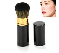 Retractable Makeup Brush with Lid, Soft Loose Powder Brush Cosmetic Tool for Makeup (Black)