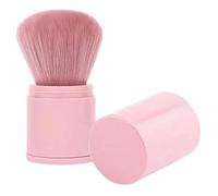 Retractable Makeup, Retractable Face Brush, Round Powder Travel Makeup Brushes, Powder Foundation Blush Portable Makeup Brush for Applying Foundation Powders and Mineral Cosmetics (Pink)