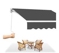 Retractable Manual Awning 2x1.5m/2.5x2m/3x2.5m Foldable Patio Shade Canopy with Crank UV Protection & Waterproof for Garden Balcony Restaurant Sun Shelter Gazebo