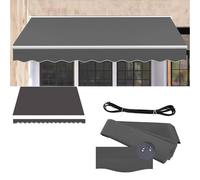 Retractable Manual Awning Fabric 2m/6.5ft & 4.5m/15ft Outdoor Waterproof Polyester Shade Cloth Gray Size: 7x1.5m/23x5ft Sunshade Canopy Material Only
