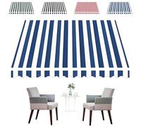Retractable Manual Awning Fabric Replacement - Dark Blue 5x1.50m Polyester Canopy for Balcony Outdoor Sunshade Frame Not Included Outdoor Material