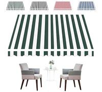Retractable Manual Awning Fabric Replacement - Dark Green 6x1.50m Polyester Canopy for Balcony Outdoor Sunshade Frame Not Included Outdoor Fabric with Valance