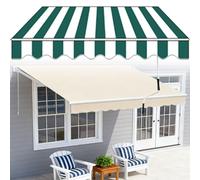 Retractable Manual Awning UV & Water Resistant Exble Articulated Arm Canopy with Crank & Wall Bracket Perfect for Balcony Garden Yard Green & White Stripes 4x2.5m