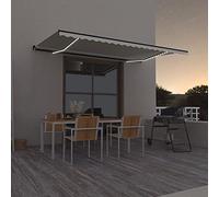 Retractable Manual Awning with LED 500x350 cm Cream Outdoor Balcony Shade Sunshade for Terrace Waterproof Canopy for Patio UV Protection Easy to Install