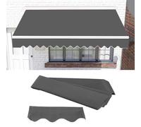 Retractable Manual Fabric Awning for Patio - Outdoor Sunshade UV Protection Waterproof 2.4 x 1.5m Dark Gray - Perfect for Terrace and Garden Use