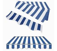 Retractable Manual Garden Sunshade Replacement Fabric Blue 3x2.5m (9.8x8.2ft) Awning Canopy with Valance for Patio Balcony Gazebo Outdoor Use