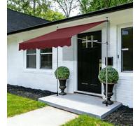 Retractable Manual ning Canopy - DIY Patio Clamp Free Standing Teles Sun e Shelter for Balcony No Drilling Required Red 4m - Outdoor e Solut