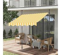 Retractable Manual ning for Balcony Easy No-Drill Installat Ideal for Patios Pavils Gardens - Yellow & White 2.5M/8.2FT Kmmarkise