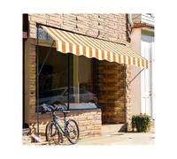 Retractable Manual ning for Outdoor Use Height Adjustable Hand Crank Canopy for Balconies Gardens Shops & Apartments Yellow White 100cm 39.4in