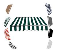 Retractable Manual ning Replacement Canopy for Patio, Garden, Balcony - UV Protect, 2.0m to 5.0m Sizes, Green & White, 300x150cm - Outdoor Sune Cover