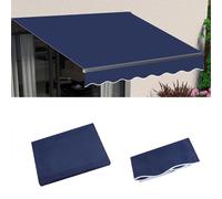 Retractable Manual Patio Awning Replacement FabricWaterproof Polyester Canopy for Terrace Blue Color Size 5x with ValanceOutdoor Shade Solution